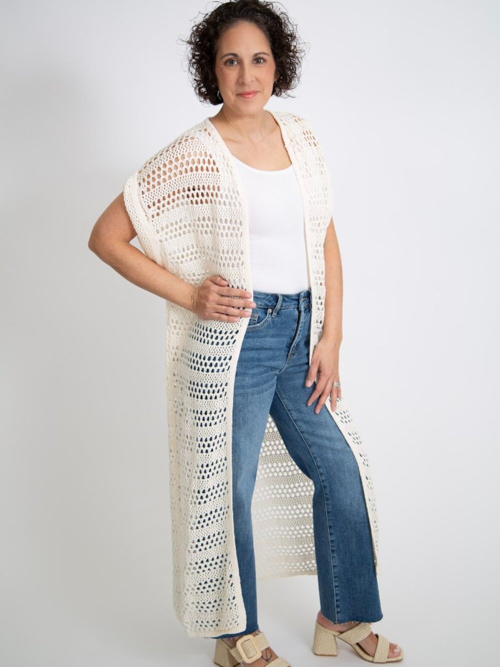 Open Knit Long Cardigan